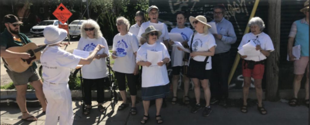 UJPO community members, alumni of the Toronto Jewish Folk Choir, perform at a City of Toronto ceremony naming a laneway after the choir